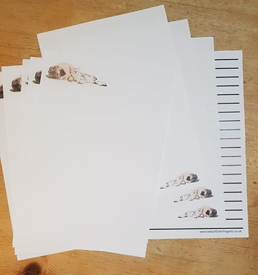 Katze und Mops süße beste Freunde Brief Schreibpapier Set mit Umschlägen 5+5+5