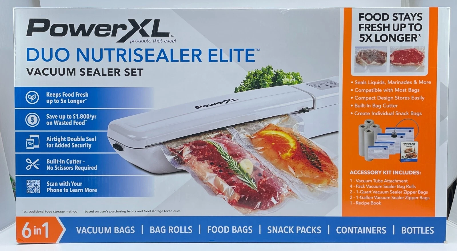 PowerXL Duo NutriSealer Elite 6-in-1 Vacuum Sealer Machine Set