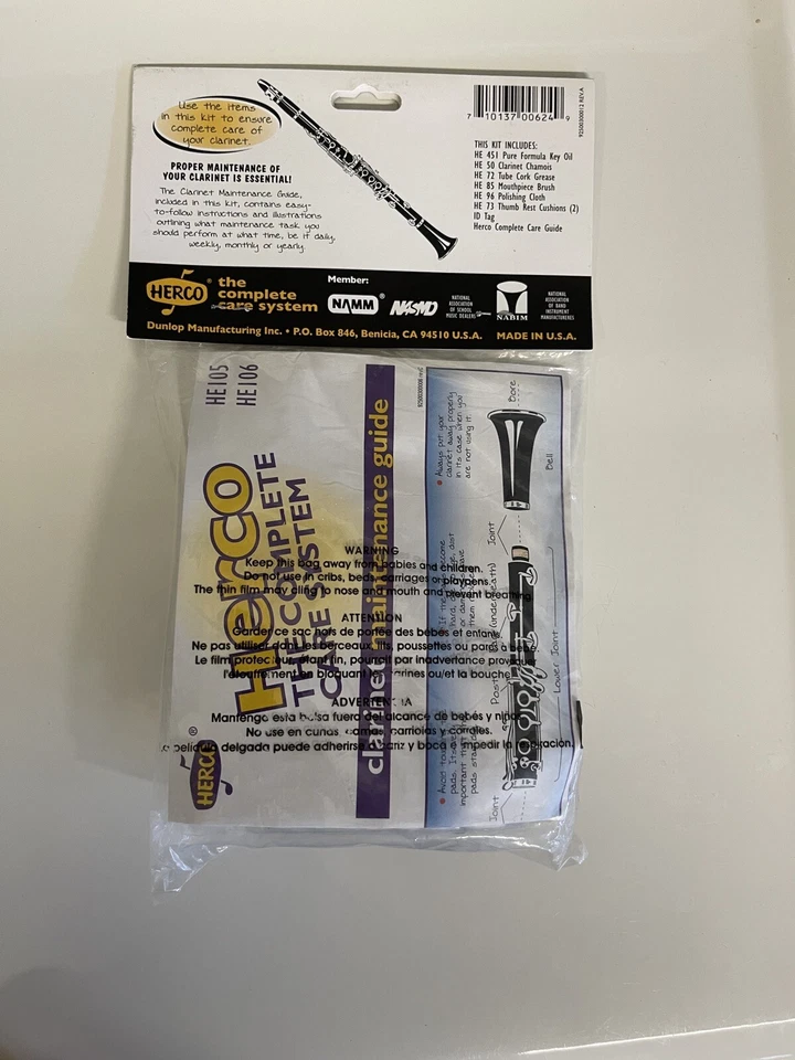 Clarinet Composition Maintenance Kit / Brush, Chamois, Cork, Grease Herco HE106 - Image 2 of 2