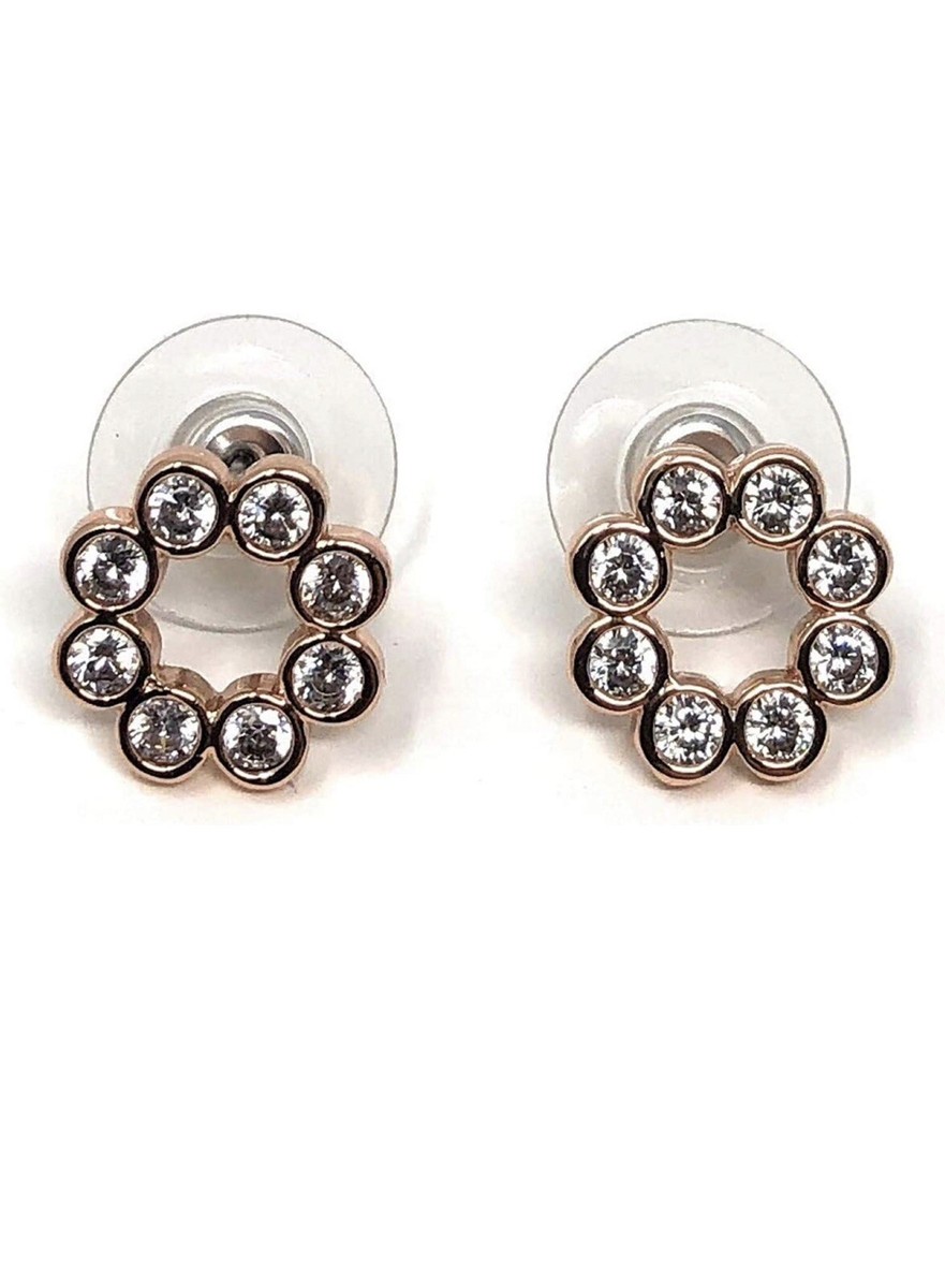 【限定価格】Kate Spade☆Silvertone Cubic Zirconia NWT Kate Spade Stud Earrings Clear Rose Gold Cubic Zirconia