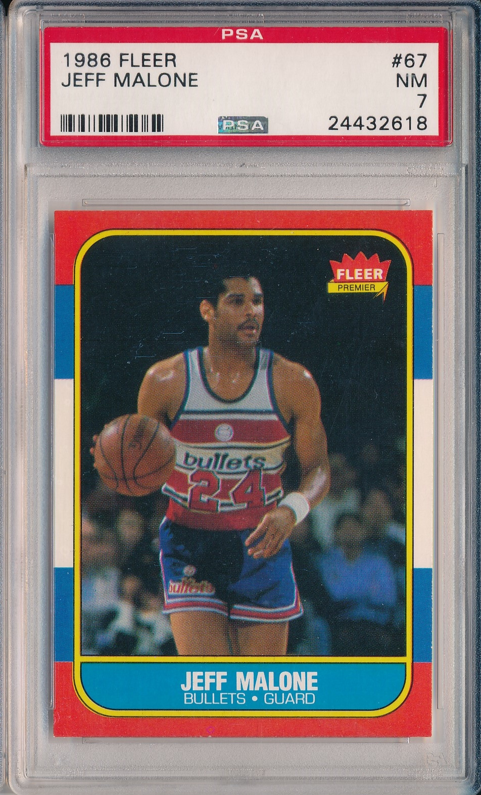 1986 FLEER #67 JEFF MALONE ROOKIE - PSA 7 NM (SVSC) CENTERED!