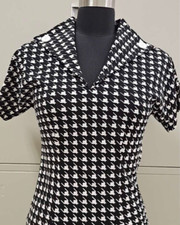 black white houndstooth check vintage 50s 60s style rockabilly mod top