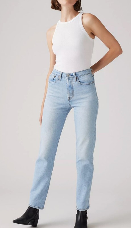 LEVI'S $98 Wedgie Straight Ankle Mid-Rise Button-Fly Jeans size 24x27 EUC