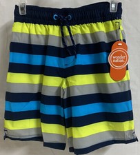 Wonder Nation Boys Swim Trunks XL 14  16 Striped Drawstring NEW