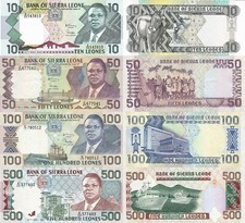 Sierra Leone set 4 pcs 10+50+100+500 leones - Pick 15-19 UNC random years