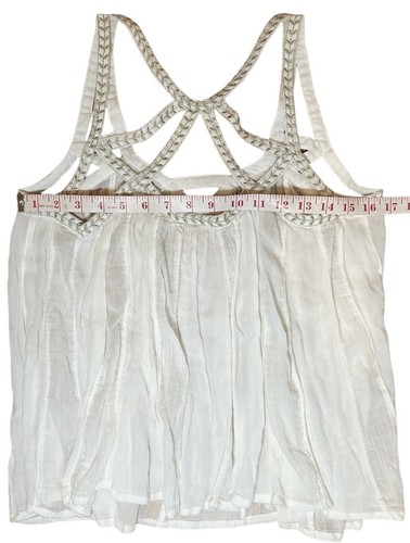 VANESSA VIRGINIA Strappy Tank Blouse SIZE 4 Ivory Goddess Flowy Anthropology - Picture 6 of 7