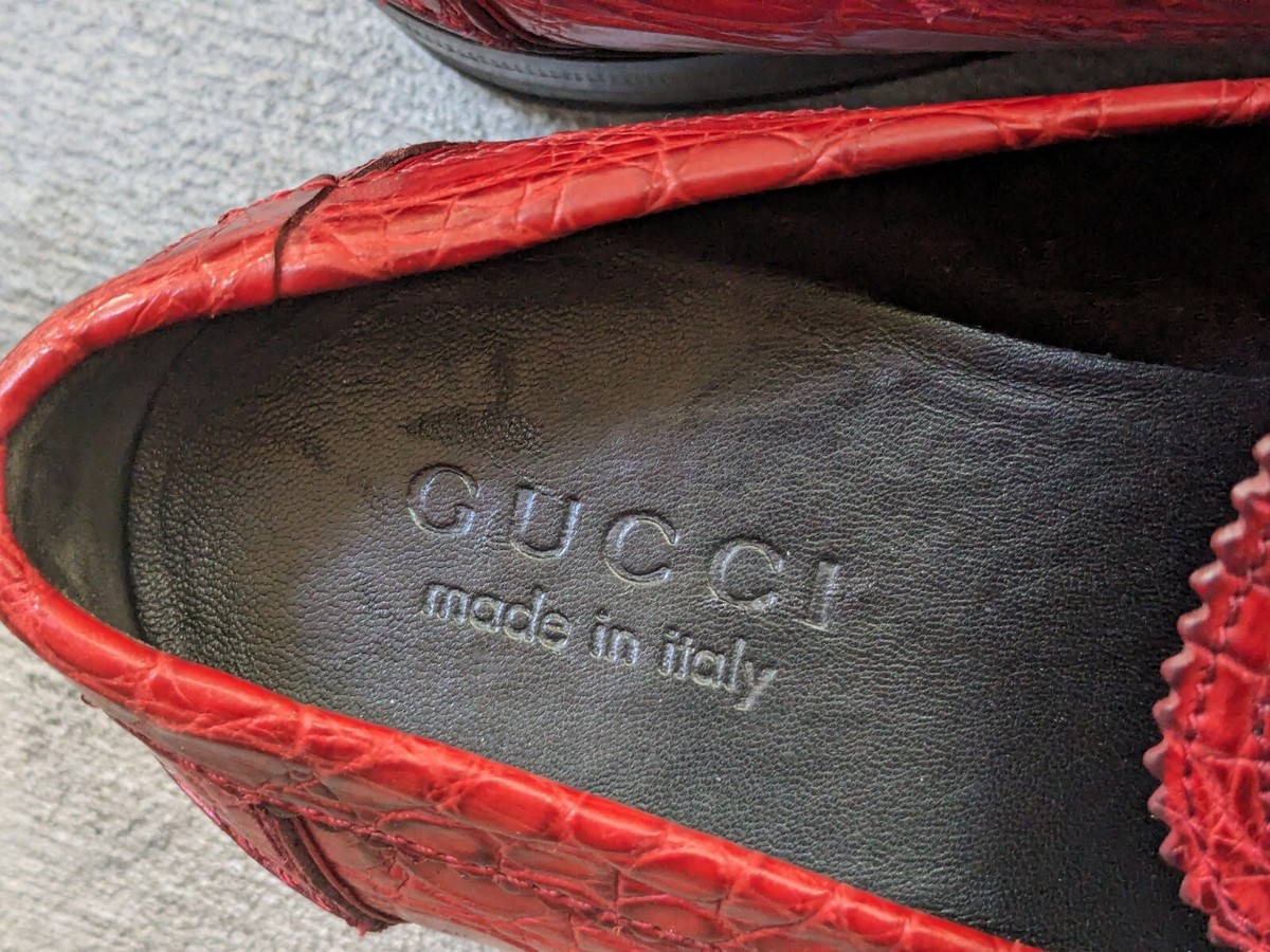 Gucci Horsebit Loafers Crocodile Red Men 7.5 Leather Snaffle Italy Heel Platform Gucci Horsebit Loafers Crocodile Red Men 7.5 Leather Snaffle  main image 2