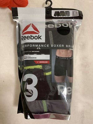 Pk XL Reebok Mens Training Performance Boxer Briefs Underwear Black Grey  Green