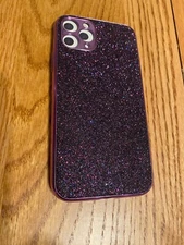 iPhone 11 Pro Protective Cell Phone Case 5.8" Slim Cover Purple Glitter Sparkle