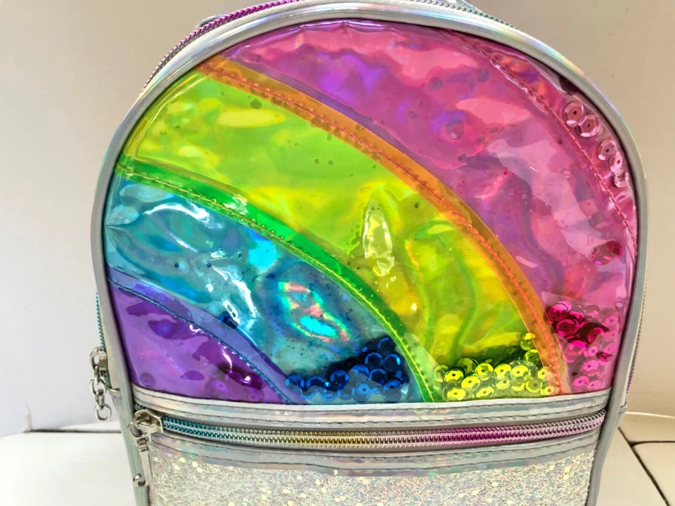 Mochila Pequeña Juicy Couture Arco Iris Brillo Plata Vinilo Niños Niñas Marca Foto 2 de 4