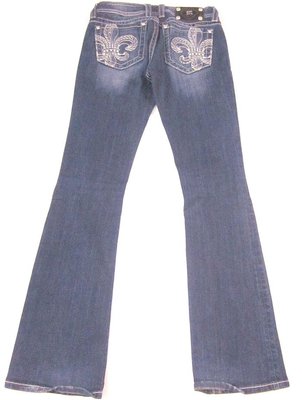 MISS ME Jeans Sz 27 x 33 Crystal Fleur-De-Lis Boot Cut Low Rise | eBay