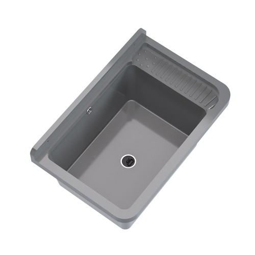 QLS Ausgussbecken 50x34 cm aus Kunststoff mit Siphon Grau Garage Werkstatt - Bild 21 von 56