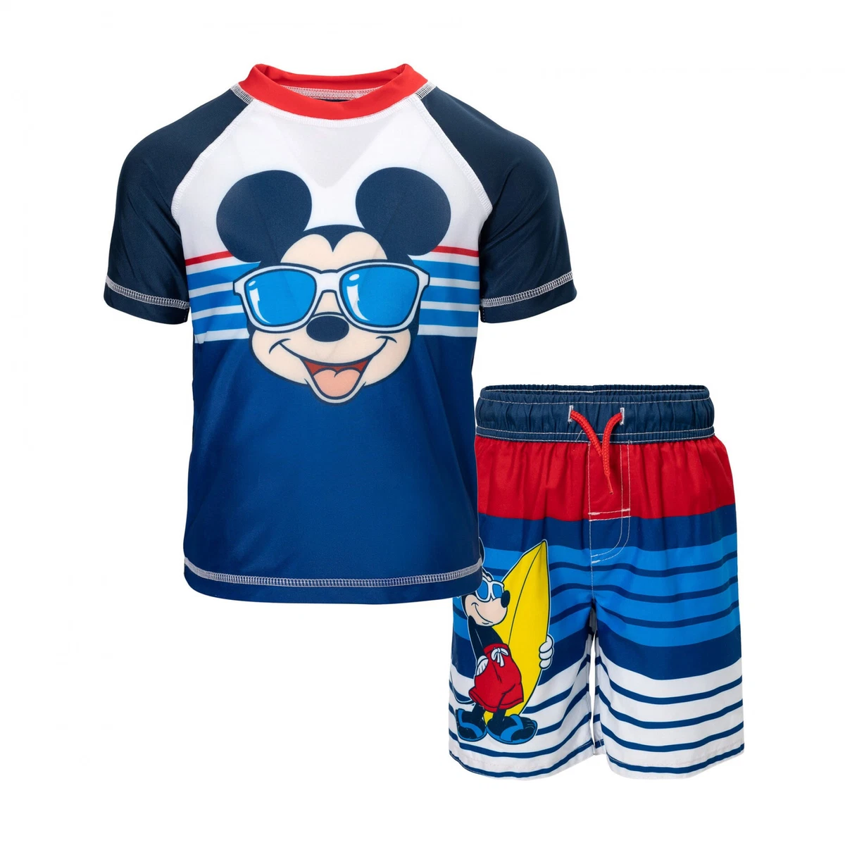 Disney Mickey Mouse Surfin Toddler Swim Shorts Rashguard Set