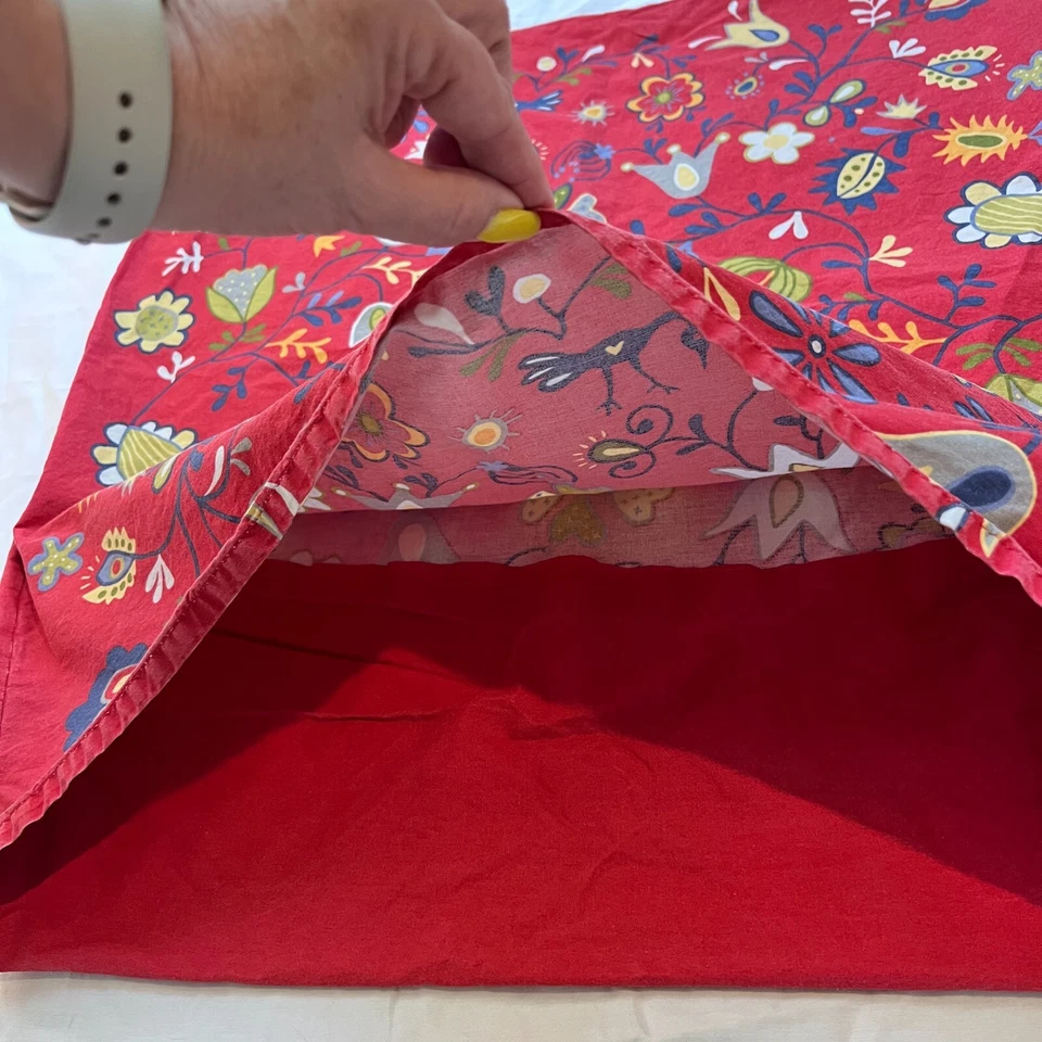 Funda de Almohada IKEA Ellen Blomma 25x25 Rojo Floral Arte Popular Pájaros (Cantidad 4 Disponibles) Foto 4 de 4