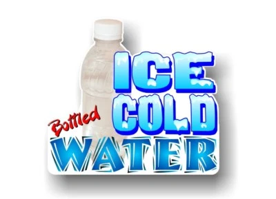 CONCESSION DECALS Bottled Water 9''x10'' Decal for Concession Trailer Sign or Hot Dog Cart Banner