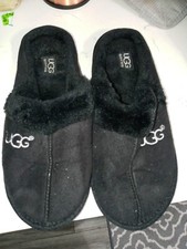 Ugg Australia Pearle Faux Fur Black Slip On Unisex House Slippers XL