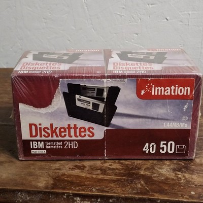 New Imation IBM Formatted 3.5'' Diskettes 2HD 1.44MB NIB USA Made 50 Count 2002