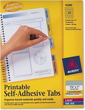 Printable Self-Adhesive Tabs 1-3/4in Assorted Laser/Inkjet 80/PK - 1EA