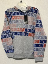 Adidas Boys All Over Print Hoodie - Red/Blue/Gray - NWT Sz XL 18-20 