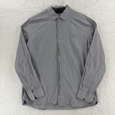 Ted Baker Dress Shirt Mens 6 Gray Long Sleeve Button Up Stretch Micro Check XL