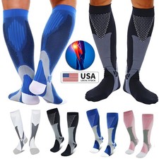 Compression Socks Stockings Knee High Womens Mens Sports 20-30 mmHG S/M X/XL USA