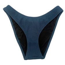 J.Crew Curve Waist Navy Blue Cheeky Bikini Bottom Size Small Ribbed Resort