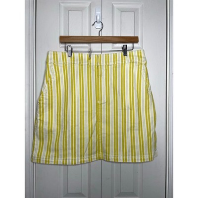 NEW LOFT Skirt Womens 14 Yellow White Striped Mini Denim Cotton Blend