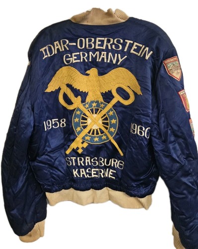 VINTAGE SOUVENIR TOUR JACKET GERMANY SATIN PATCHES EAGLE US 1958-60 SMALL/MED
