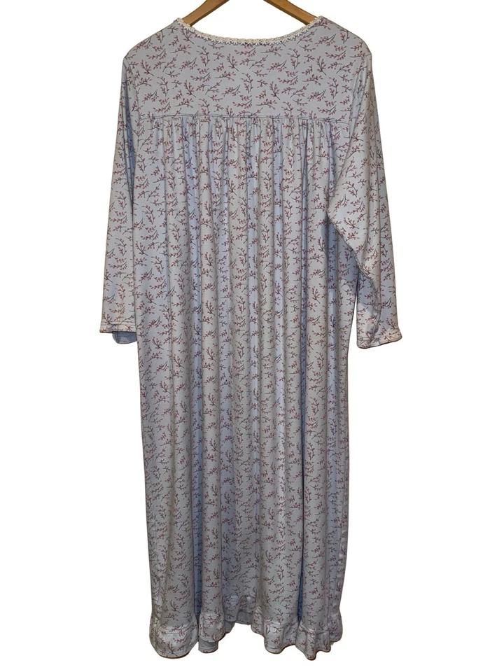 Eileen West 长袖芭蕾舞长度花卉睡衣棉质汗布针织尺寸 1X  — 第 4/4 张图片