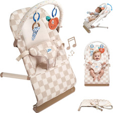 Baby Bouncer Seat 0  12 Months, Ergonomic Portable Design with 3-Point Harness, S