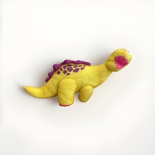 Vintage 1992 Fisher Price Dino Roars Yellow Puffalump Dinosaur Plush Nylon EXC 