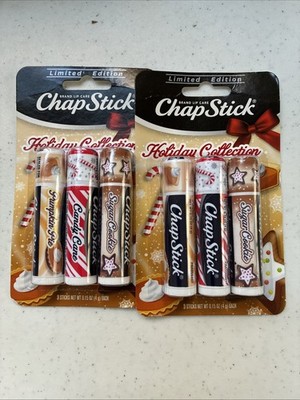 2 Chapsticks Holiday Collection Lip Balm Sugar Cookie Candy Cane Pumpkin Pie