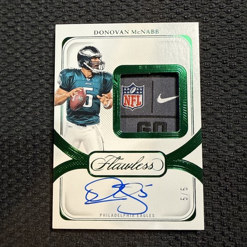 2024 Panini Flawless Donovan McNabb On Card Patch Auto Emerald /5 Laundry Tag