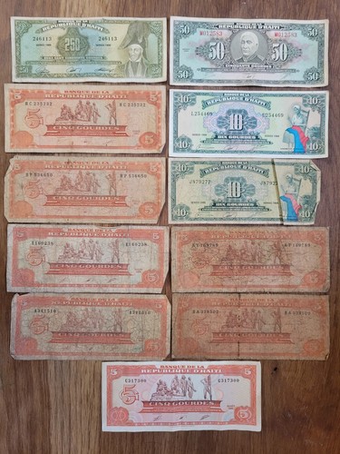 Haïti Lot De 11 Billets De 250, 50, 10 Et 5 Gourdes 1986 1987 1988 1989 P2272