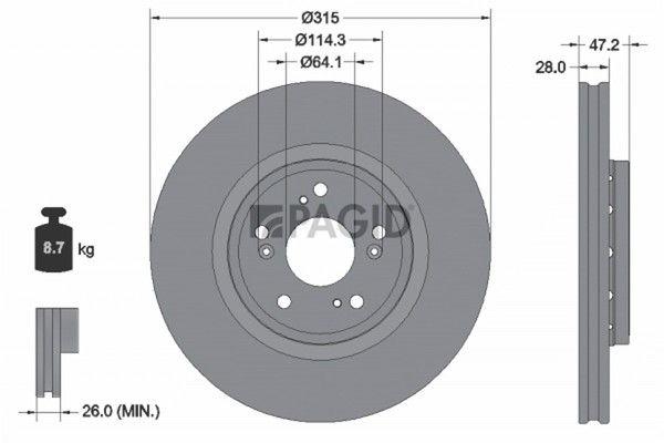 2X Pagid Bremsscheibe 55833NC FüR Honda CR 5 3 4 Dtec RE6 4WD RM1 AWD RE5 RM2-image