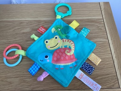 Bright Starts Tröster Schildkröte Chamäleon Vogel sensorisches Baby Spielzeug Taggie Decke