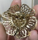 Vintage Gold Tone Brooch With Brown, Orange And Smoky Rhinestones — photo 6