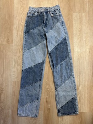PACSUN 90s Boyfriend Patchwork Denim Jeans Size 24 Light Wash Wide Leg