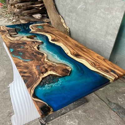 Blue Ocean Epoxy Resin Coffee Table | Custom Handmade Center Table
