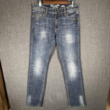Wrangler Retro Jeans Mens 32x36 Blue Slim Straight Denim Stretch Mid Rise