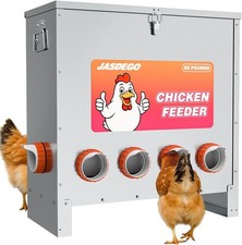 85LB Metal Chicken Feeder NoWaste 10Ports Automatic Poultry Feeder LargeCapacity