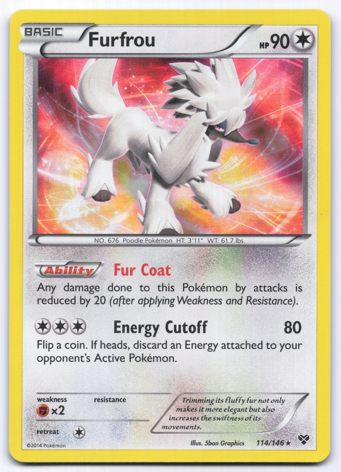 Furfrou 114/146 XY Base Set Holo Rare Pokemon Card