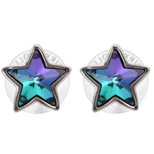 Kirks Folly Stardust Dream Pierced Earrings Purple Aqua Iridescent Stars