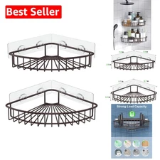 Durable Wall-Mounted Corner Shower Caddy Set with No-Drill Adhesive Installation