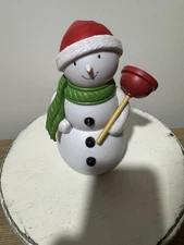 Hallmark JOLLY IN THE JOHN Snowman with Plunger & Sound Motion Activated ~ Works