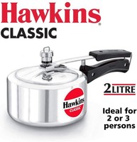 Hawkins Classic 2 Litre Aluminium Pressure Cooker CL20 – Silver Finish