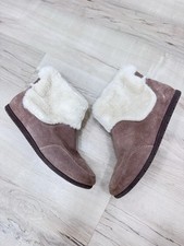 Vionic Divine Maizie Supportive Slipper Boot Womens US 6.5 Brown Rubber Sole