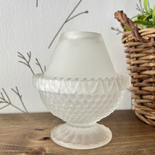 Vintage Satin Frosted Glass Ribbed Hobnail Fa...