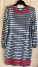 Vineyard Vines Merino Wool Sweater Dress Blue White Stripe Pink Preppy Women's S