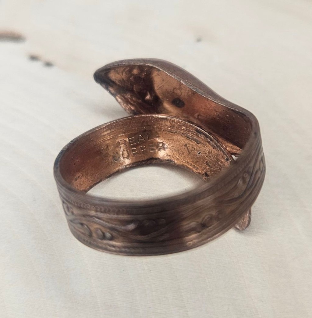 Vintage Solid Copper Snake Bypass Ring Adjustable… - image 5